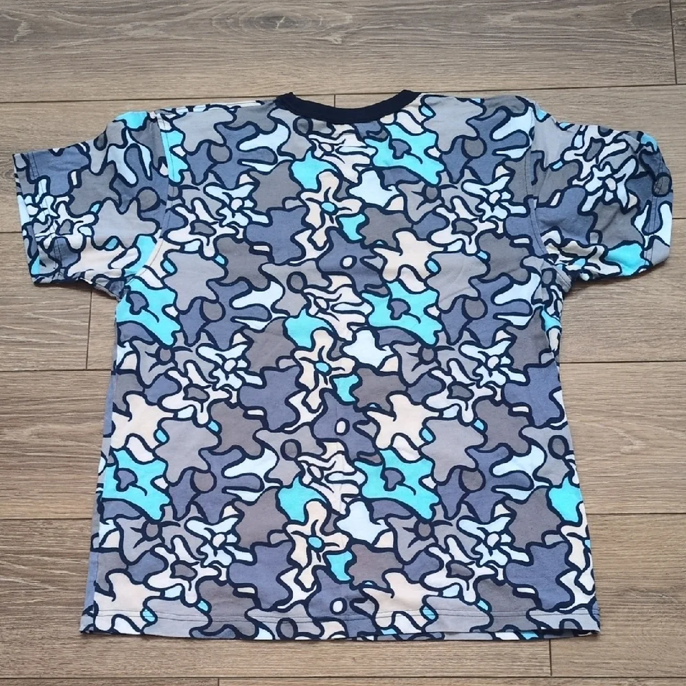 Vintage Adidas Safety Camo Men's T-Shirt - Cotton - Blue‎ Gray White - Medium